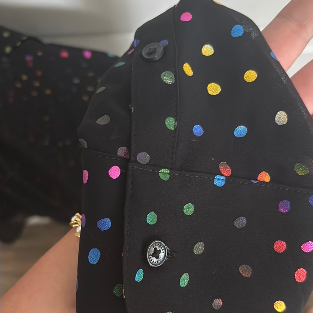 Express Black see through Blouse with Colorful Dots - Picture 7 of 8